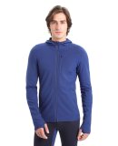 ICEBREAKER  - ICEBREAKER HERRE MIDLAYER MED HÆTTETRØJE M DESCENDER LS ZIP HOOD