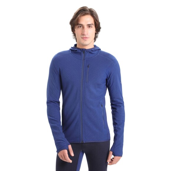 ICEBREAKER  - ICEBREAKER HERRE MIDLAYER MED HÆTTETRØJE M DESCENDER LS ZIP HOOD