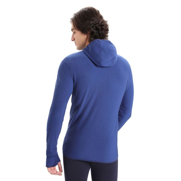 ICEBREAKER  - ICEBREAKER HERRE MIDLAYER MED HÆTTETRØJE M DESCENDER LS ZIP HOOD