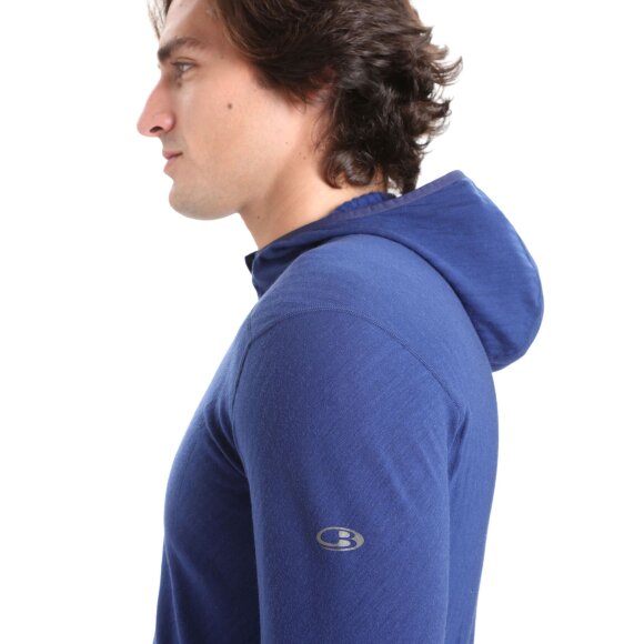 ICEBREAKER  - ICEBREAKER HERRE MIDLAYER MED HÆTTETRØJE M DESCENDER LS ZIP HOOD